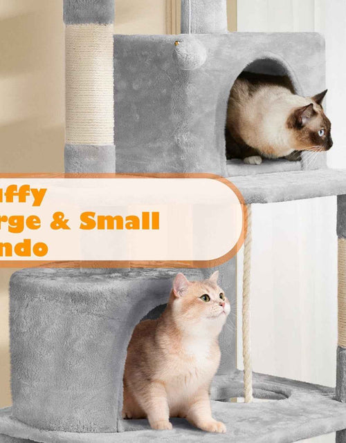 Load image into Gallery viewer, 62.5Inches Cat Tree Cat Tower Cat Condo with Platform &amp; Hammock, Scratching Posts for Kittens Pet Play House with Plush Perch for Indoor Activity Relaxing, Light Gray
