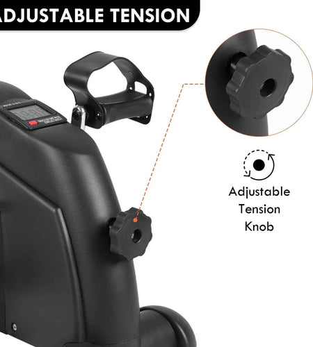 Mini Indoor Pedal Exerciser Cycle Bike Leg Arm Desk W/Lcd Display Fitness Portable Pedal Stationary Bike Home Exercise Black