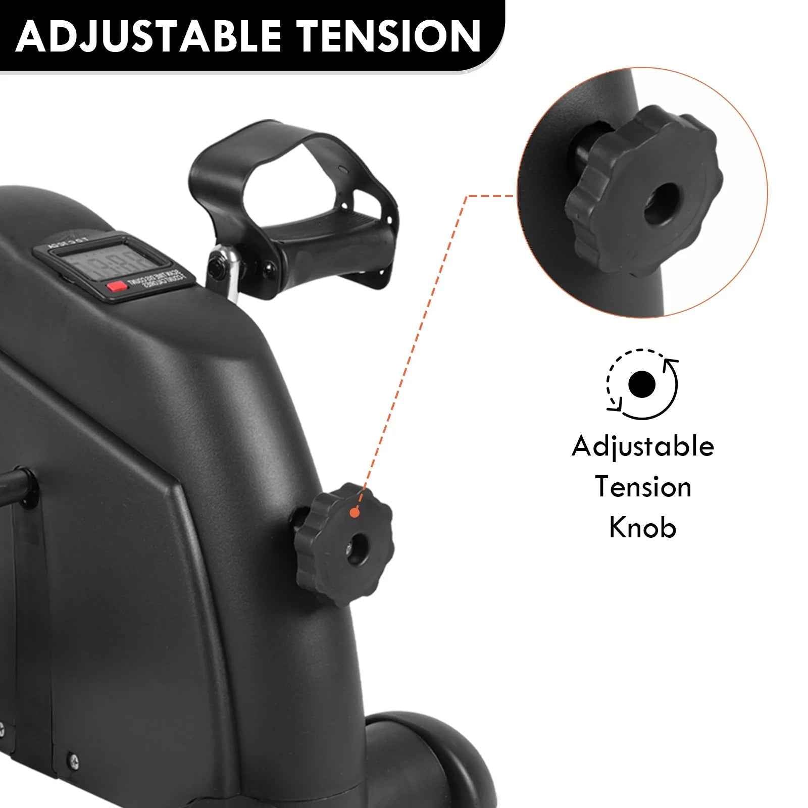 Mini Indoor Pedal Exerciser Cycle Bike Leg Arm Desk W/Lcd Display Fitness Portable Pedal Stationary Bike Home Exercise Black