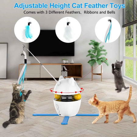 Automatic 3 in 1 Interactive Cat Toy with Laser and Feather for Indoor