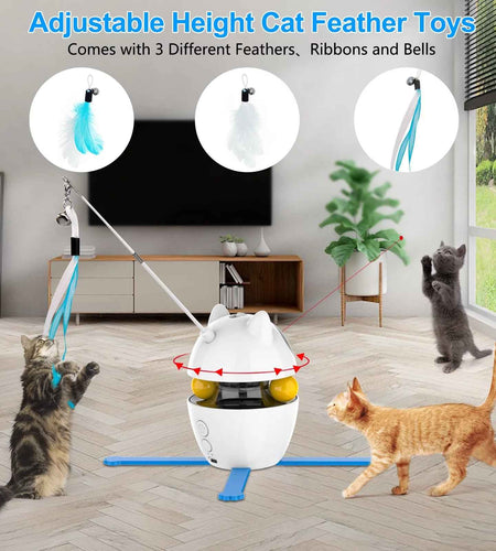 Automatic 3 in 1 Interactive Cat Toy with Laser and Feather for Indoor