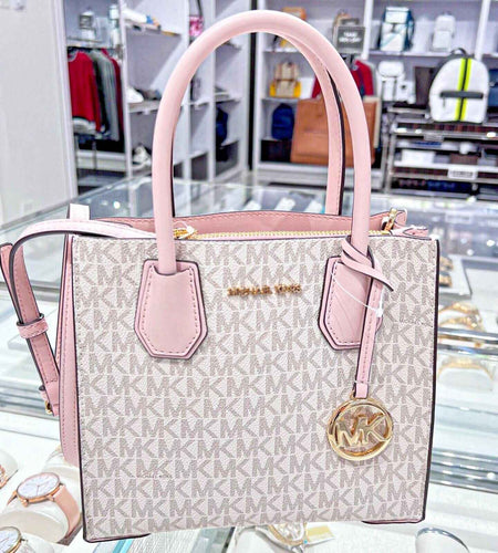 Michael Kors Mercer Messenger Medium Crossbody Bag Vanilla Powder Blush