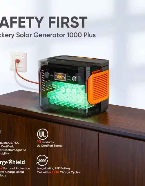 Load image into Gallery viewer, 2000W Output/4000W Peak Solar Generator 1000 plus Expandable Push Button Start Battery Lifepo4 W/Two 100W Solar Panels
