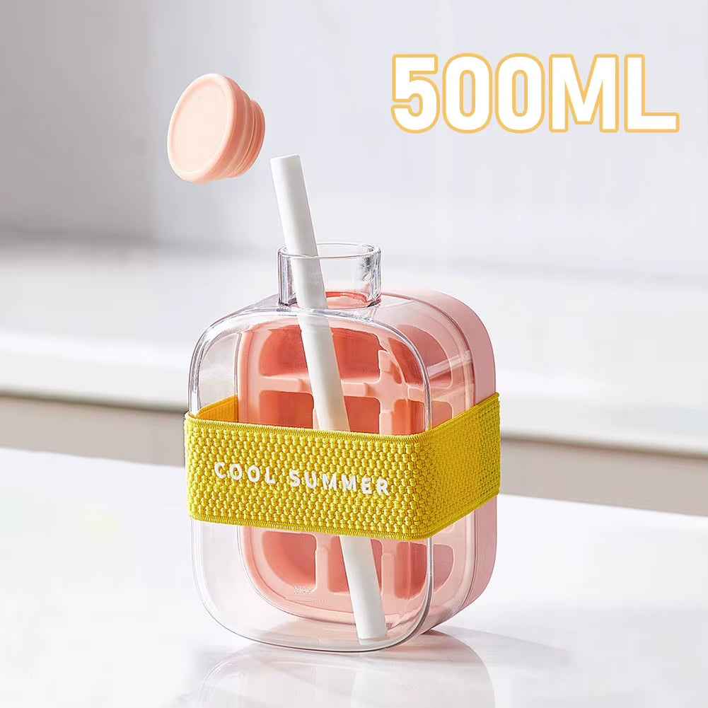 ChillSip Bottle Set – Stylish Water Bottle with Straw & Zero-Contact Ice Cube Tray