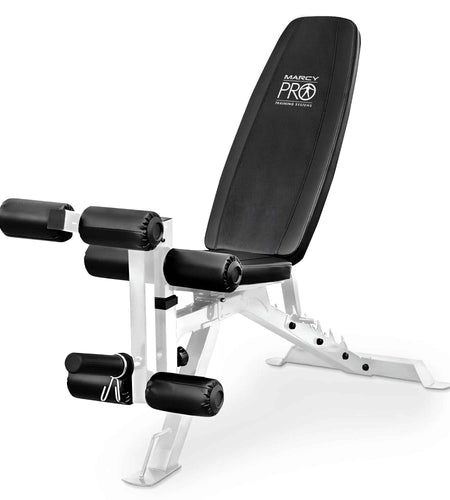 Foldable and Adjustable Weight Bench with Leg Extension, White/Black