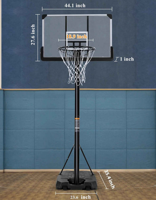 Load image into Gallery viewer, 44In Basketball Hoop Portable Basketball System with Adjustable Height with Big Backboard and Large Base for Youth Adults Family Indoor Outdoor
