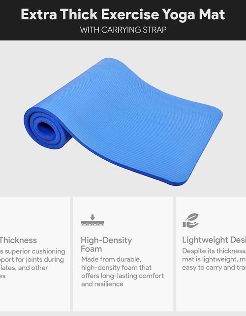 Load image into Gallery viewer, All-Purpose 1-Inch Extra Thick High Density Anti-Tear Exercise Yoga Mat with Carrying Strap, Blue
