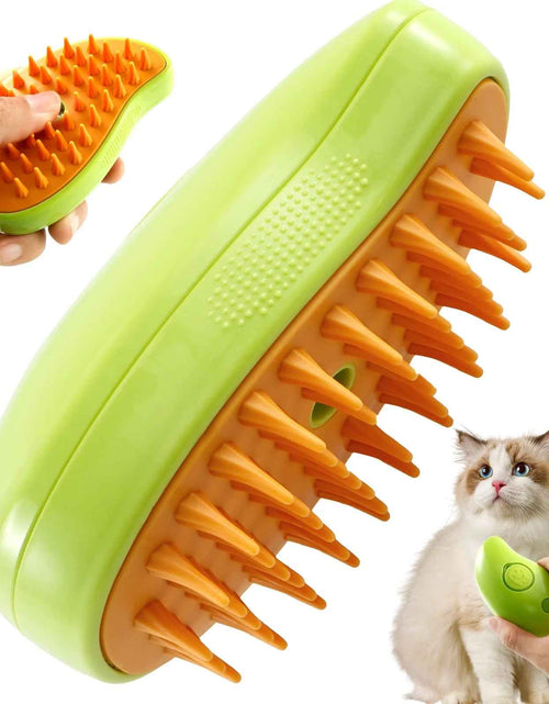 Load image into Gallery viewer, 3 in 1 Steamy Cat Brush,Cat Steam Brush for Massage Removing Tangled Loose Hair,Self Cleaning Steam Cat Grooming Brush,Misting Spray Cat Brush for Shedding with Water Tank,Green
