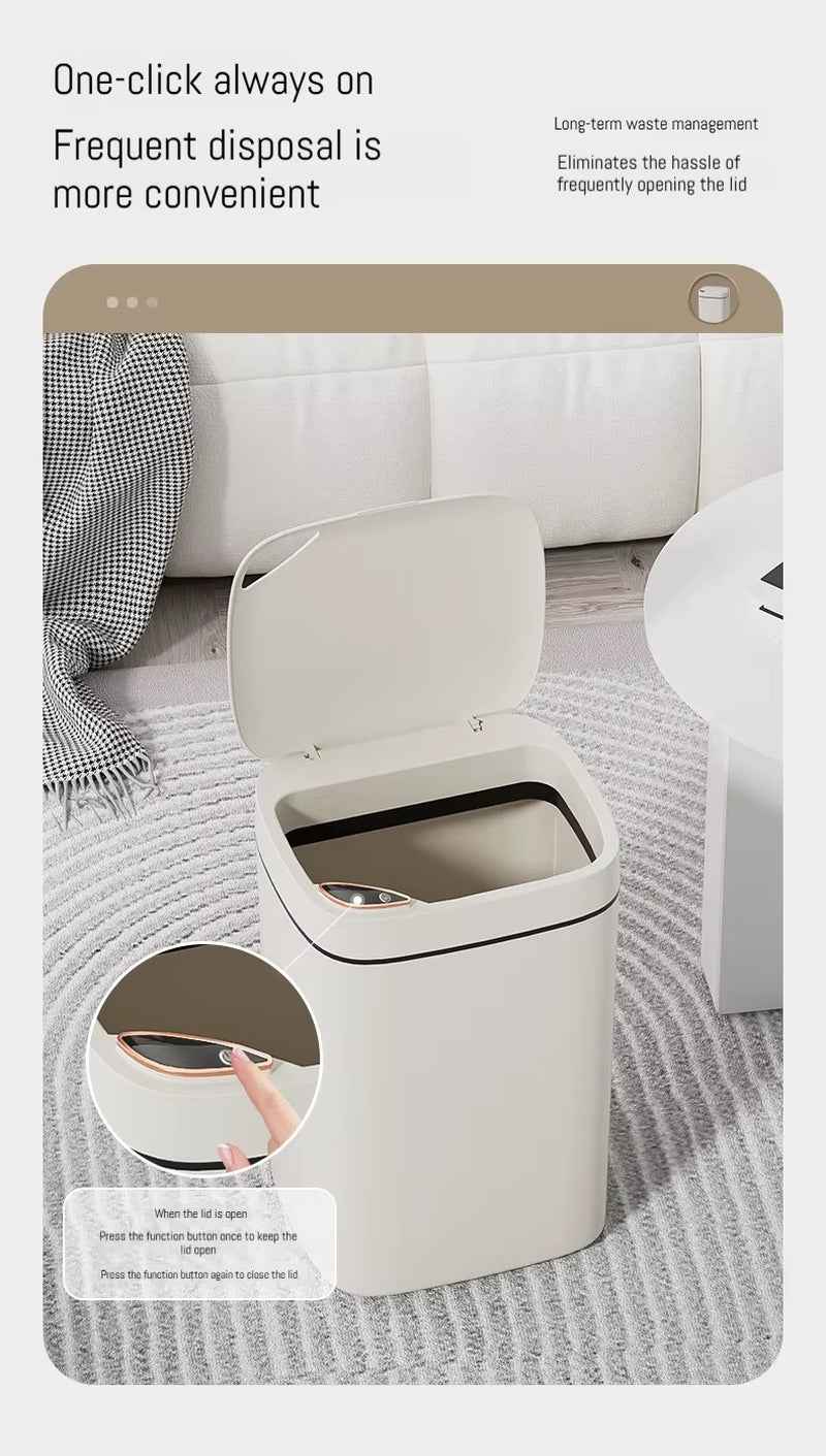 16L Smart Bathroom Trash Can White Non-Contact Narrow Smart Sensor Trash Can Smart Home Automatic Bagging Electronic Trash Can