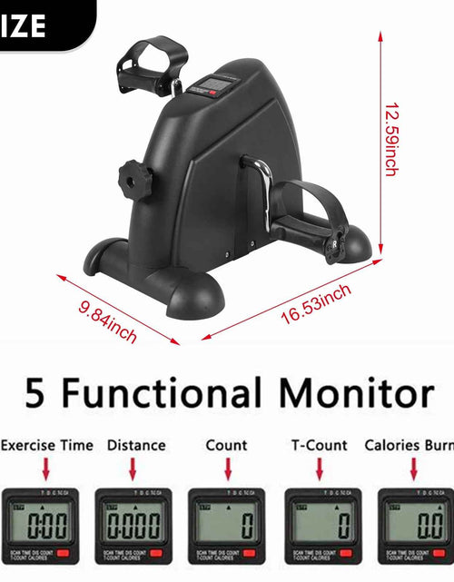 Load image into Gallery viewer, Mini Indoor Pedal Exerciser Cycle Bike Leg Arm Desk W/Lcd Display Fitness Portable Pedal Stationary Bike Home Exercise Black
