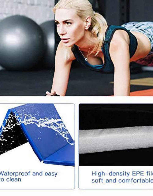Load image into Gallery viewer, 4'X8'X2" New Folding Panel Gymnastics Mat, Perfect for Indoor/Outdoor Exercise(Blue)
