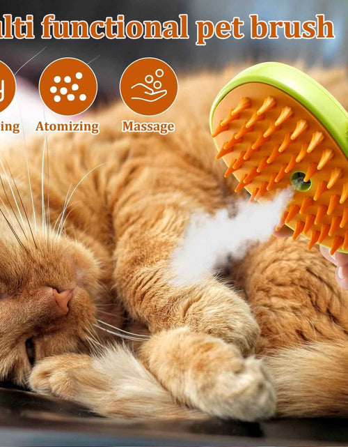 Load image into Gallery viewer, 3 in 1 Steamy Cat Brush,Cat Steam Brush for Massage Removing Tangled Loose Hair,Self Cleaning Steam Cat Grooming Brush,Misting Spray Cat Brush for Shedding with Water Tank,Green
