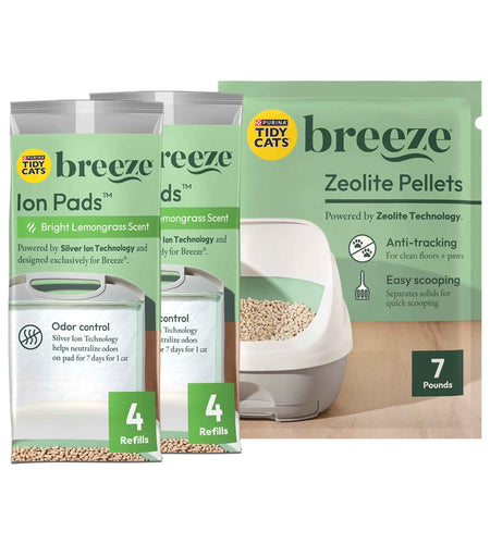 Purina  Breeze Cat Litter System Refill Pack with Ion Cat Litter Pads and Zeolite Pellet Cat Litter