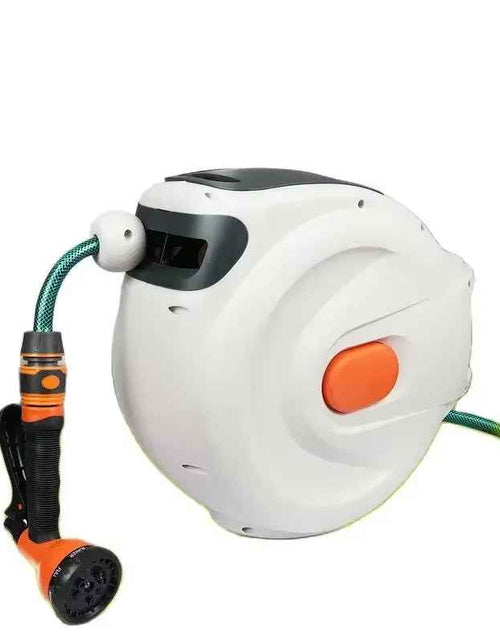 Load image into Gallery viewer, 10/20M Automatic Rewind Hose Reel with 7 Pattern Hose Nozzle Water Hose Reel Slow Return System for Car Garden
