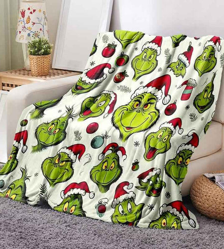 Grinch Pattern Throw Blanket