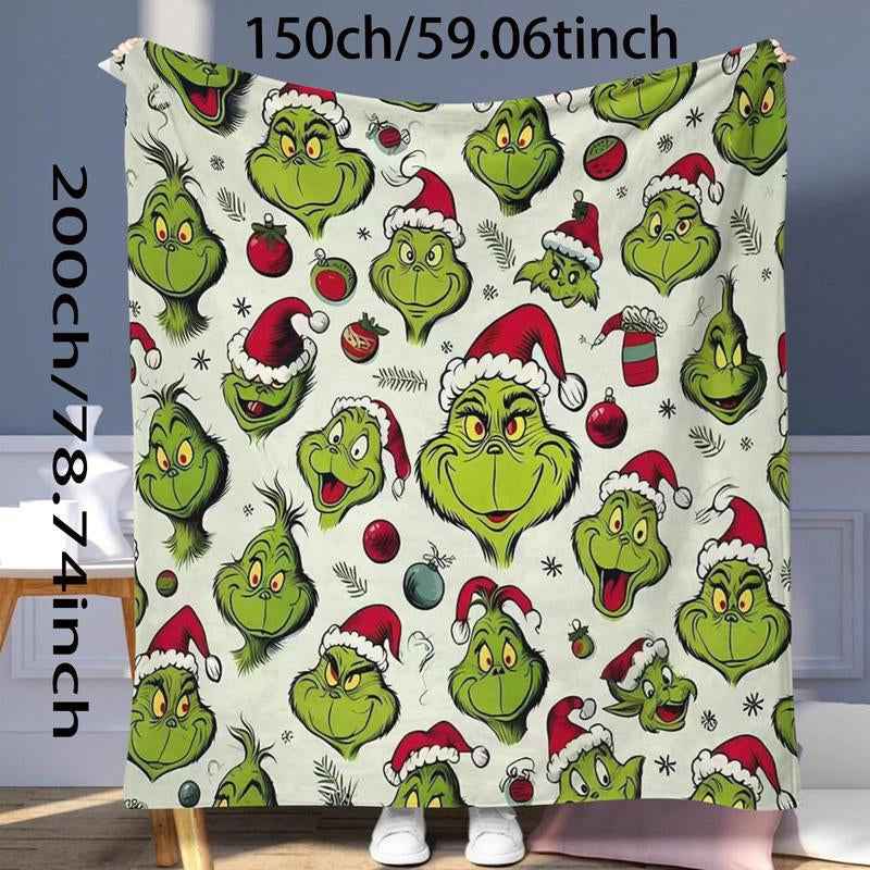Grinch Pattern Throw Blanket