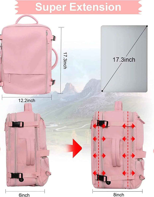Load image into Gallery viewer, Extra Large Travel Backpack for Women,Carry on Backpack,17 Inch Laptop Backpack,Hiking Backpack,School Bag,Pink
