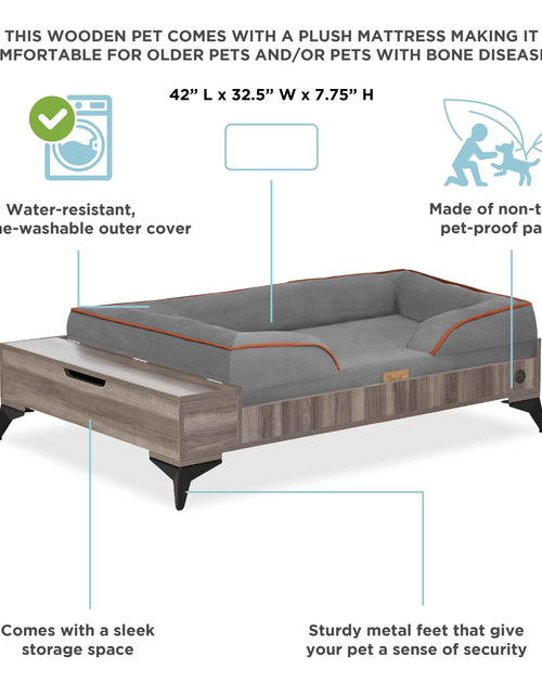 Load image into Gallery viewer, Wyatt Wooden Pet Bed with Mattress | Large to Extra Large Greenguard Gold Certified Dog Bed
