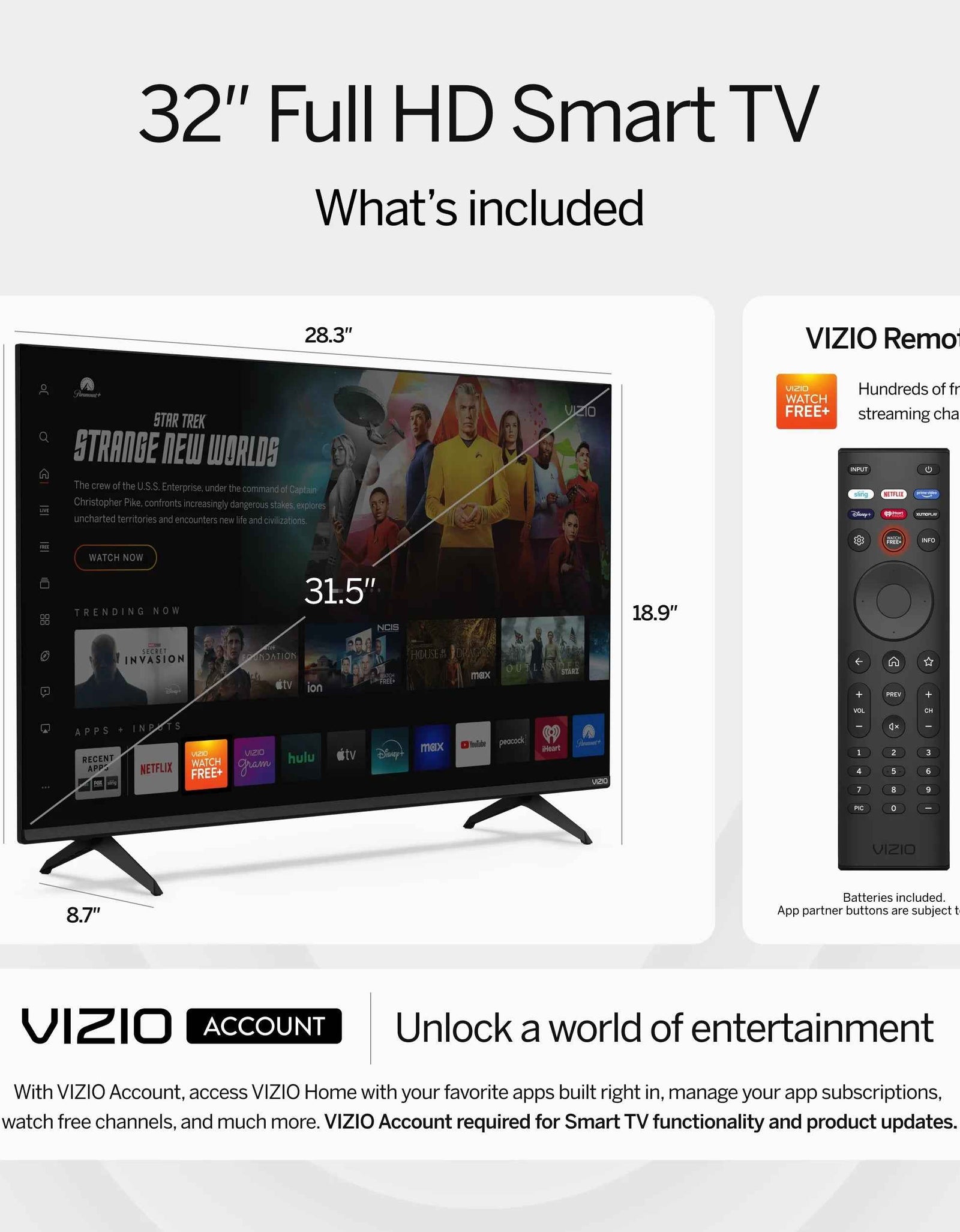 32” Class HD 720P LED Smart TV (VHD32M-08)