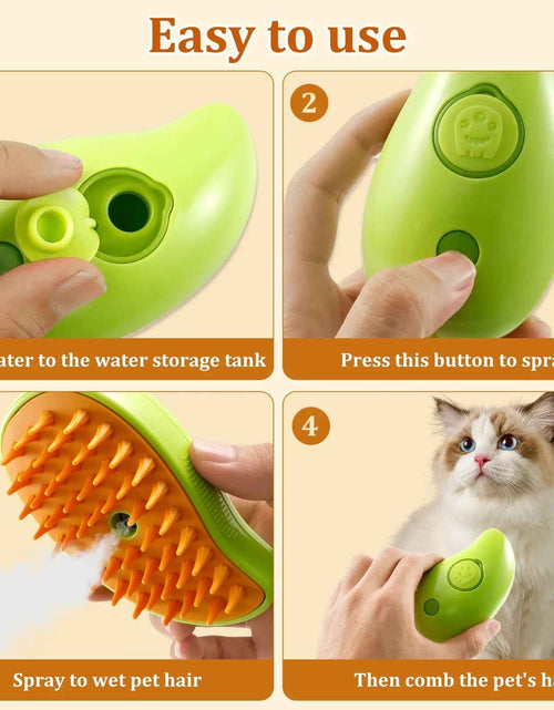 Load image into Gallery viewer, 3 in 1 Steamy Cat Brush,Cat Steam Brush for Massage Removing Tangled Loose Hair,Self Cleaning Steam Cat Grooming Brush,Misting Spray Cat Brush for Shedding with Water Tank,Green

