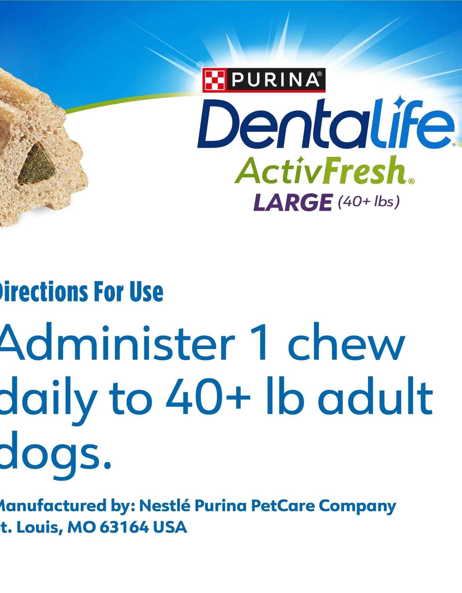 Purina  Activfresh Chicken Flavor Large Breed Adult Dog Dental Chews – 24.1 Oz Pouch (21 Ct)