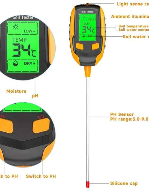 Load image into Gallery viewer, SmartGrow 4-in-1 Digital Soil Meter – Moisture, pH, Temperature &amp; Sunlight Intensity for Perfect Plant Care
