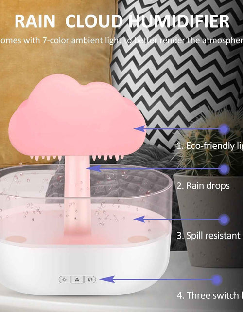 Load image into Gallery viewer, 7 Color Lights Rain Cloud Humidifier, Timing Water Drip Aroma Diffuser, Mushroom Waterfall Lamp for Home Office Bedroom
