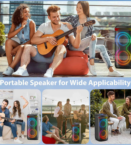 Large Party Speaker, Bluetooth Speaker with Dazzling Rgb Light, Two 6.5'' Subwoofer, T20