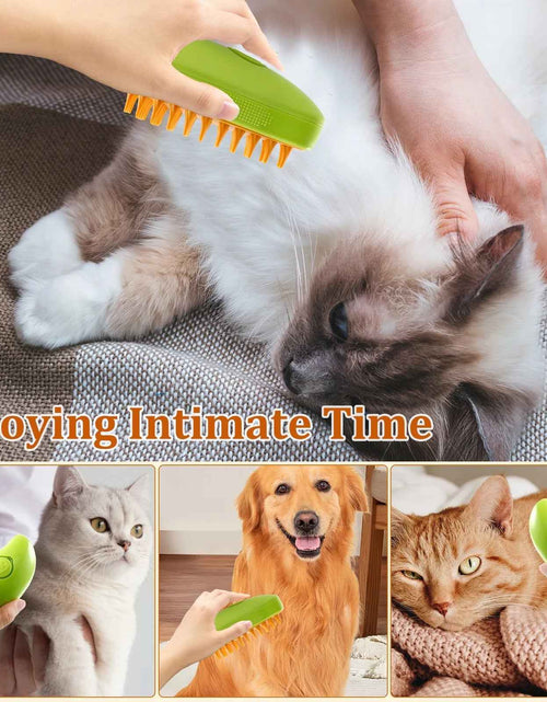 Load image into Gallery viewer, 3 in 1 Steamy Cat Brush,Cat Steam Brush for Massage Removing Tangled Loose Hair,Self Cleaning Steam Cat Grooming Brush,Misting Spray Cat Brush for Shedding with Water Tank,Green
