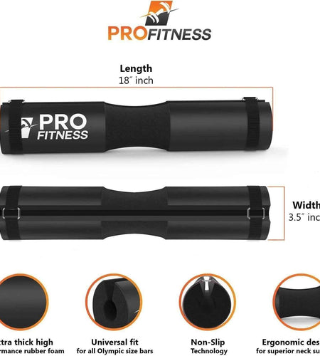Barbell Pad Squat Pad- Shoulder Support for Squats, Lunges & Hip Thrusts - for Olympic or Standard Bars