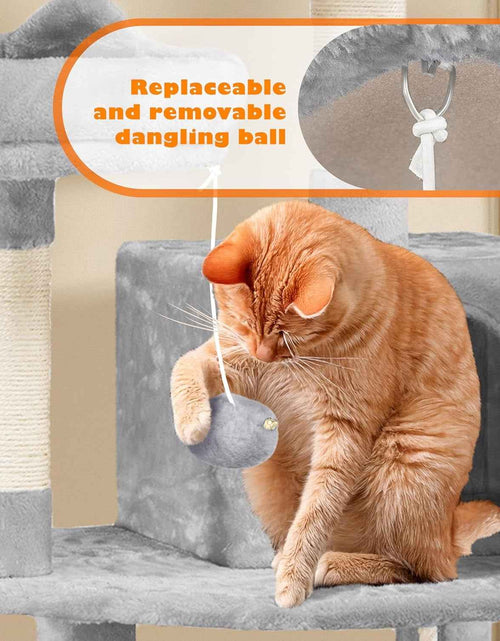 Load image into Gallery viewer, 62.5Inches Cat Tree Cat Tower Cat Condo with Platform &amp; Hammock, Scratching Posts for Kittens Pet Play House with Plush Perch for Indoor Activity Relaxing, Light Gray
