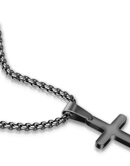 Load image into Gallery viewer, Cross Necklace for Men - Stainless Steel Silver Gold Black Plain Cross Pendant Necklace Simple Jewelry Gifts, 16-24 Inches Chain
