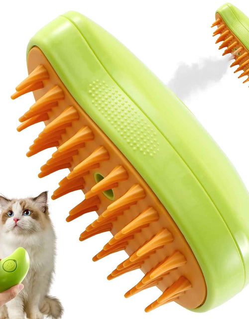 Load image into Gallery viewer, 3 in 1 Steamy Cat Brush,Cat Steam Brush for Massage Removing Tangled Loose Hair,Self Cleaning Steam Cat Grooming Brush,Misting Spray Cat Brush for Shedding with Water Tank,Green
