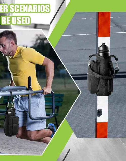 Load image into Gallery viewer, Magnetic Water Bottle Holder Gym Water Bottle Carrier Bag W/ Phone Pocket Handle Shoulder Strap 6 Built-In Magnets Water Bottle

