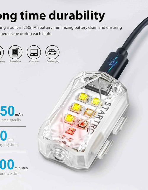 Load image into Gallery viewer, Drone Strobe Light, anti Collision Light, Rechargable Flash Led Lamp Light for FAA Drone Night Flying, Fits for DJI Mini 4 Pro, Avata 2,Mini 4K,Air 3, Mavic 3 and All RC Drones Accessory
