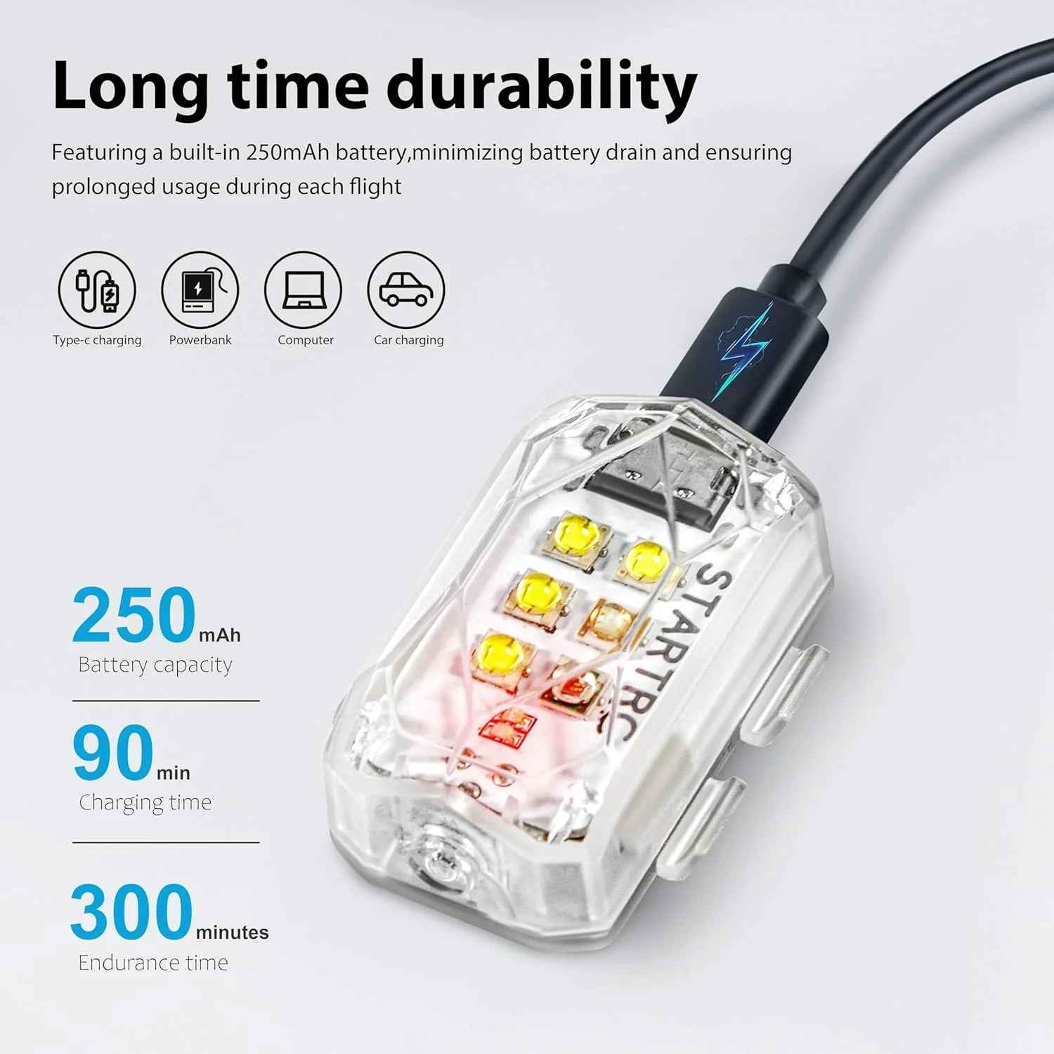 Drone Strobe Light, anti Collision Light, Rechargable Flash Led Lamp Light for FAA Drone Night Flying, Fits for DJI Mini 4 Pro, Avata 2,Mini 4K,Air 3, Mavic 3 and All RC Drones Accessory