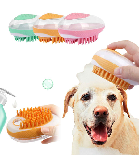 Dog Cat Bath Brush 2-In-1 Pet SPA Massage Comb Soft Silicone Pets Shower Hair Grooming Cmob Dog Cleaning Tool Pet Products
