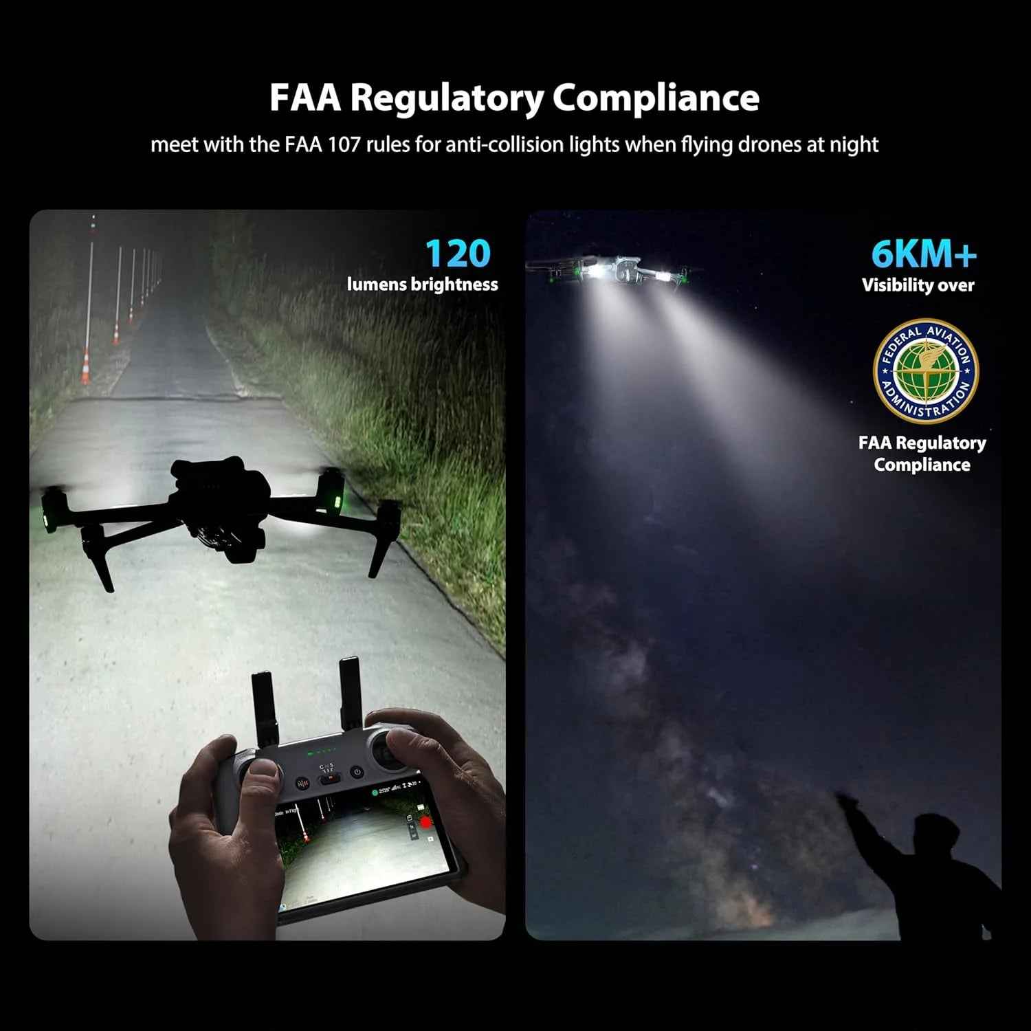 Drone Strobe Light, anti Collision Light, Rechargable Flash Led Lamp Light for FAA Drone Night Flying, Fits for DJI Mini 4 Pro, Avata 2,Mini 4K,Air 3, Mavic 3 and All RC Drones Accessory