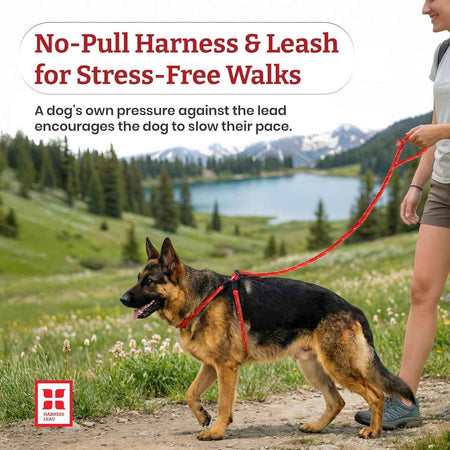 No Pull Dog Harness and Leash Set, anti Pull Dog Harness, One-Piece Cushioned Rope Safely Prevents Escaping and Pulling (Small/Medium, Red/Reflective)