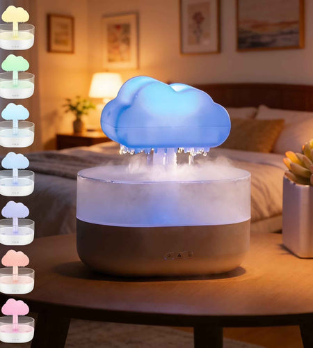 7 Color Lights Rain Cloud Humidifier, Timing Water Drip Aroma Diffuser, Mushroom Waterfall Lamp for Home Office Bedroom