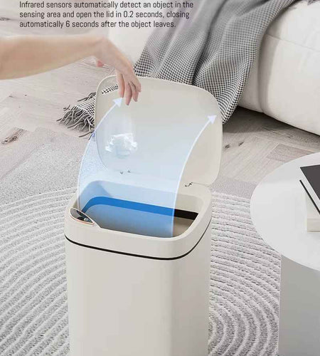 16L Smart Bathroom Trash Can White Non-Contact Narrow Smart Sensor Trash Can Smart Home Automatic Bagging Electronic Trash Can