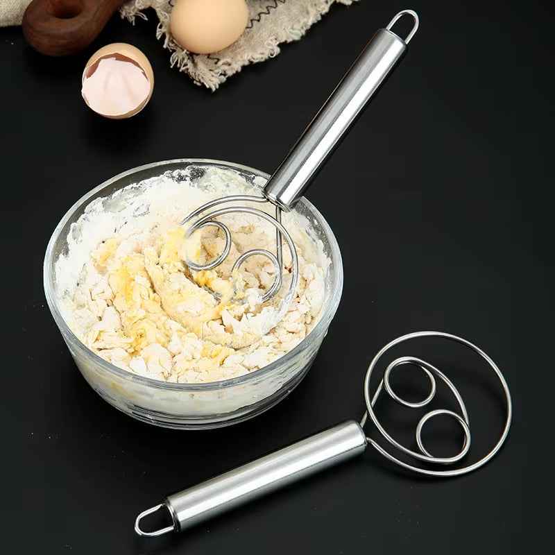 Baker’s Best Danish Dough Whisk – Dutch-Style Stainless Steel Hand Mixer for Effortless Bread, Biscuits & Cakes