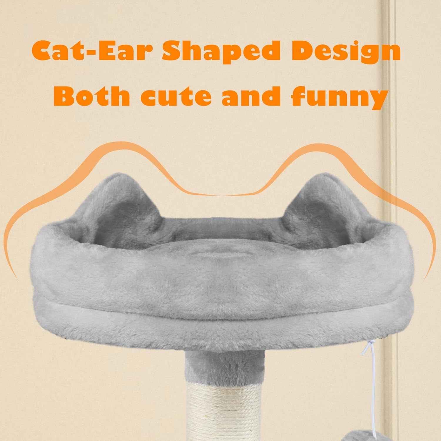 62.5Inches Cat Tree Cat Tower Cat Condo with Platform & Hammock, Scratching Posts for Kittens Pet Play House with Plush Perch for Indoor Activity Relaxing, Light Gray