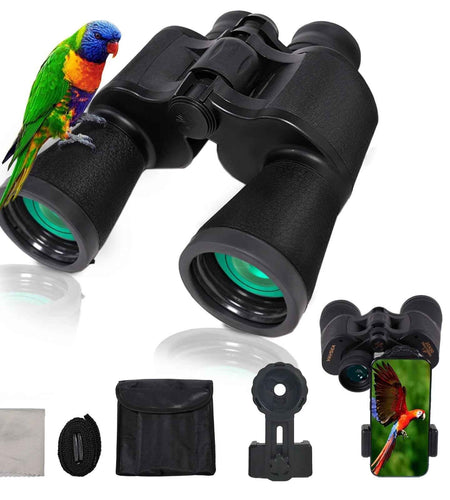 Binoculars, 20X50 Binoculars for Adults, Compact HD High Powered Binoculars with Low Night Vision 28Mm Large Field Binoculars with BAK4 Prism FMC Lens for Hunting Bird Watching Sports