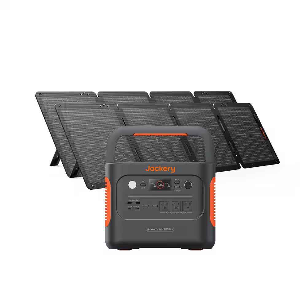 2000W Output/4000W Peak Solar Generator 1000 plus Expandable Push Button Start Battery Lifepo4 W/Two 100W Solar Panels