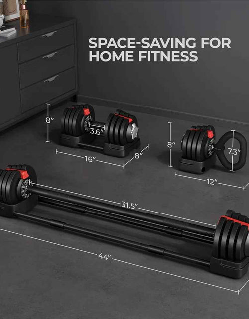 Load image into Gallery viewer, 3-In-1 Quick-Adjustable Dumbbell Weight Set, Black, 46.41 Lb
