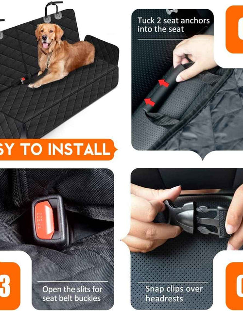 Load image into Gallery viewer, Dog Car Seat Cover, Back Seat Cover for Dogs Pet Car Seat Protector Waterproof Bench Car Seat Cover, Non-Slip Reat Seat Cover Fits Middle Armrest for Most Cars Trucks Suvs - Black
