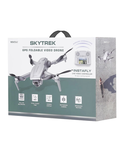 Load image into Gallery viewer, Skytrek GPS Foldable Video Drone with 1080P HD Camera, 2.8” Live Video Controller, Brushless Motors, Auto Return, and Travel Carry Case, Drone for Beginners, Aerial Photography, and Outdoor
