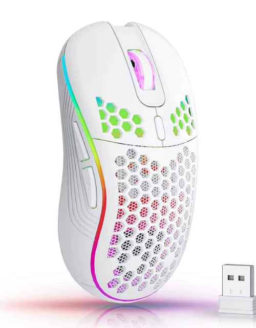 Load image into Gallery viewer, 2.4G Wireless Mouse with RGB Backlit 6-Button 3-Speed DPI Type C Rechargeable Ergonomic Honeycomb Design Gaming Mouse
