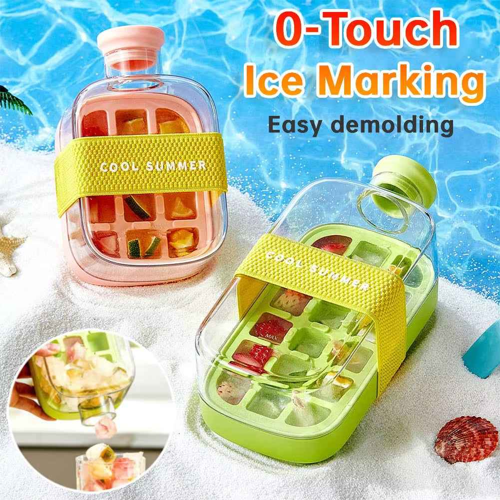 ChillSip Bottle Set – Stylish Water Bottle with Straw & Zero-Contact Ice Cube Tray